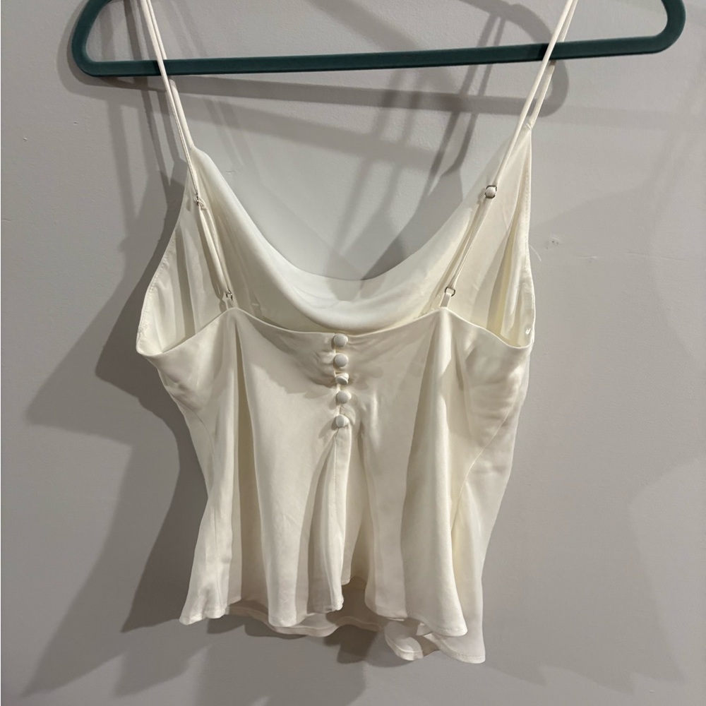 Zara White Satin Tank Top